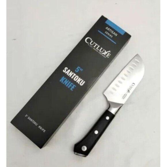 Cutluxe Artisan Santoku Knife 5" High Carbon Stainless Steel Chopping Vegetable - Picture 1 of 7